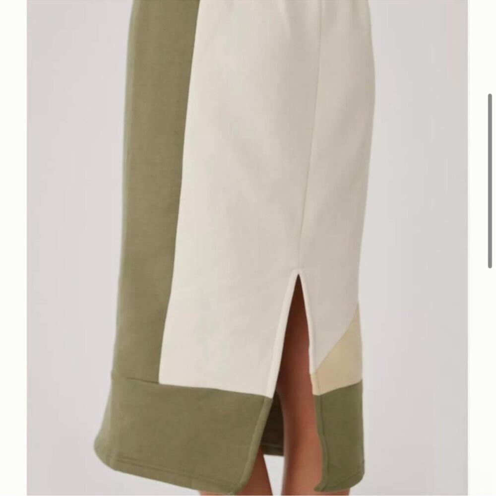 NWT Anthropologie Daily Practice Colorblock Midi Skirt Green Cream Athleisure - Picture 2 of 8